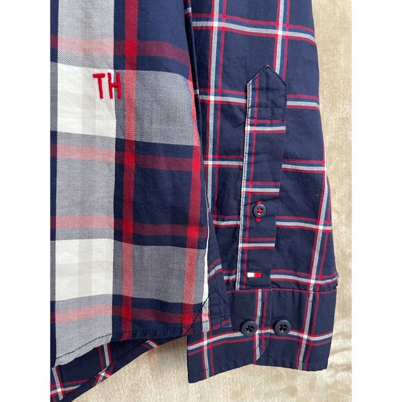 Tommy Hilfiger Tommy Tartan Men's Large Plaid Custom Fit Embroidery Casual - Picture 4 of 11